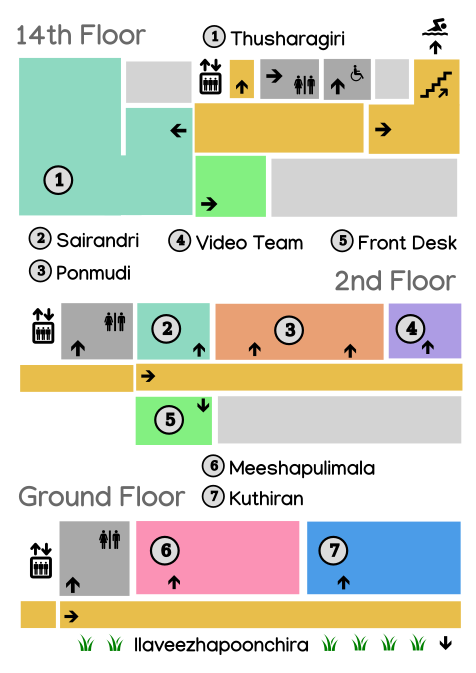 Floor map of Four Points hotel with room names